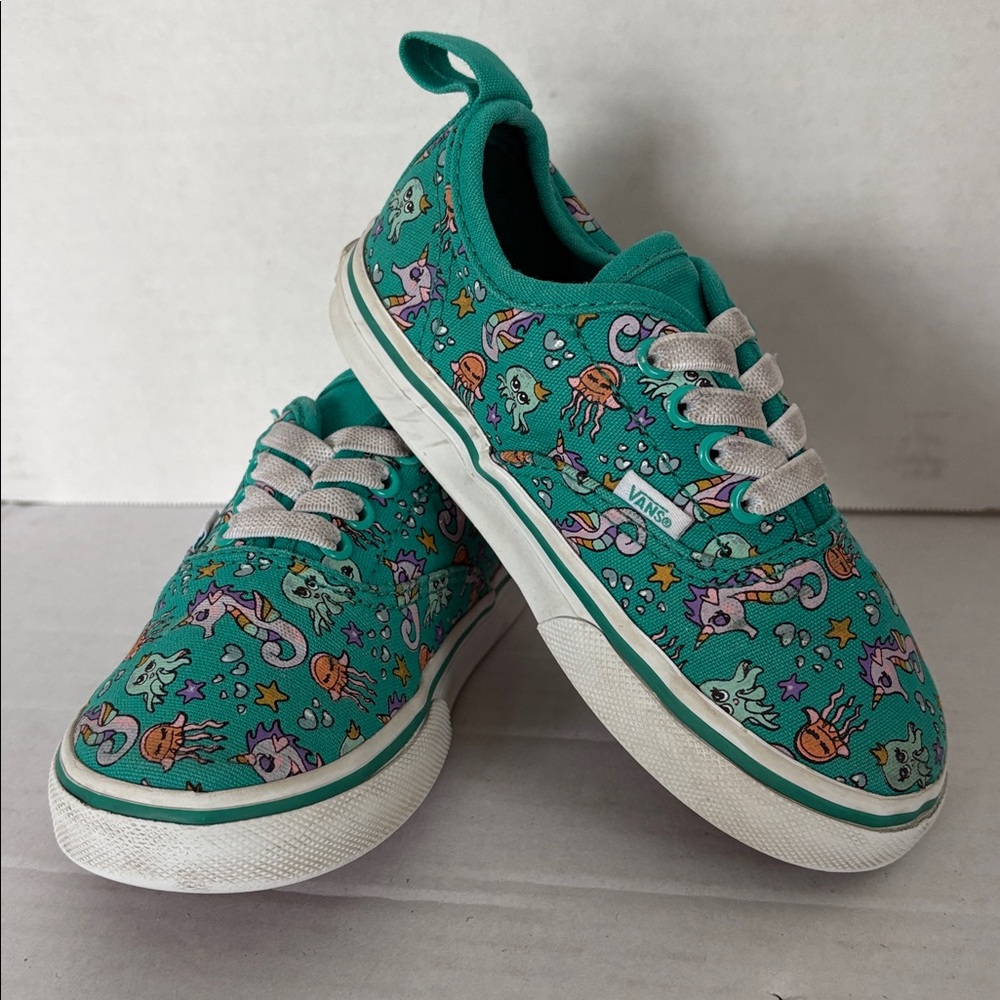 Vans Kids Teal Mermaid & Sea Creature Canvas Sneakers